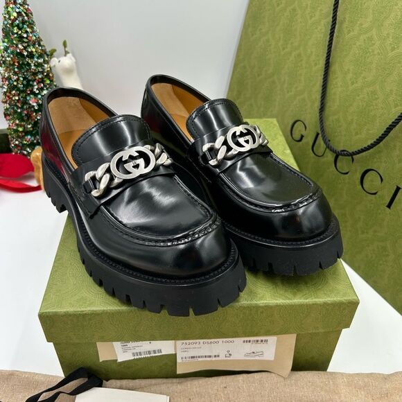 Men’s Gucci interlocking GG lug sole loafers size 9, made in Italy - Picture 9 of 9